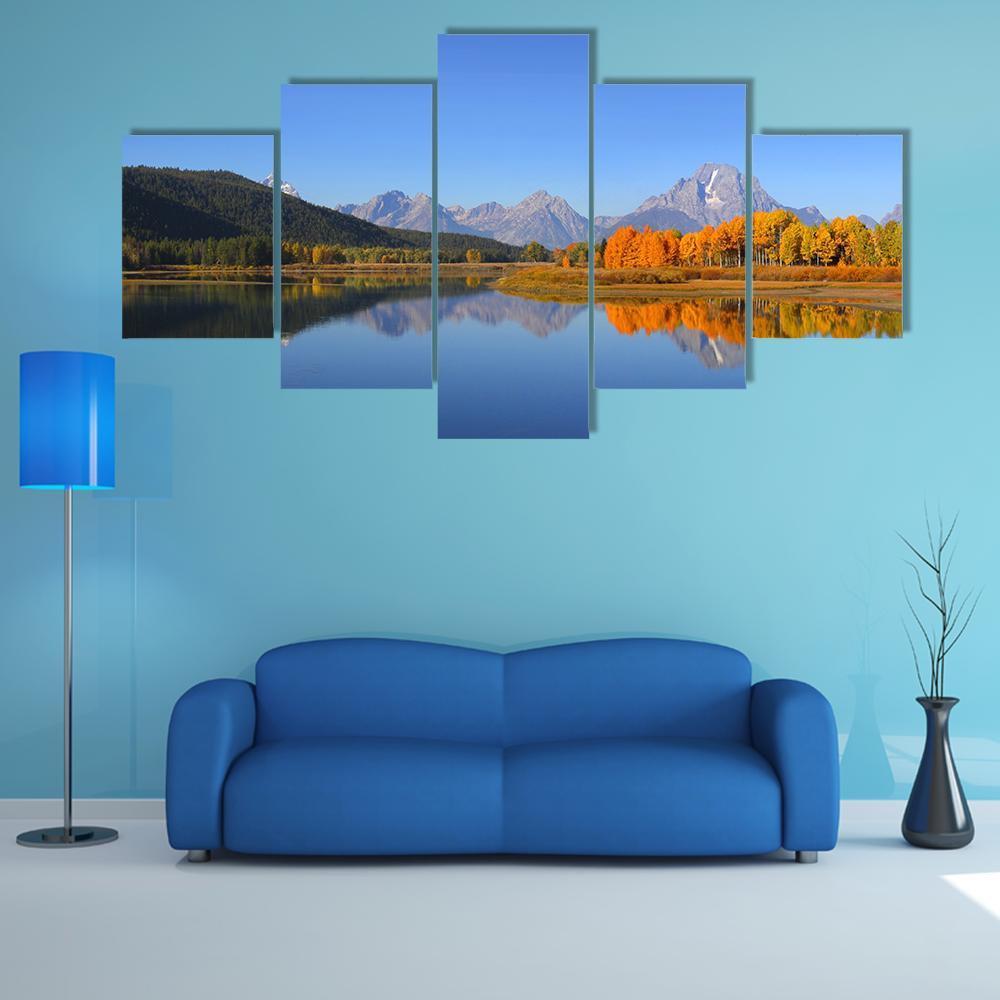 Grand Tetons National Park In Autumn Canvas Wall Art-5 Star-Gallery Wrap-62" x 32"-Tiaracle