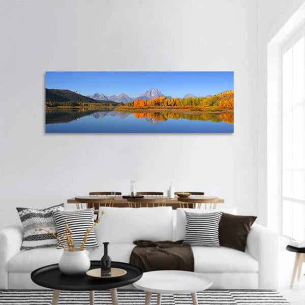 Grand Tetons National Park In Autumn Panoramic Canvas Wall Art-3 Piece-25" x 08"-Tiaracle