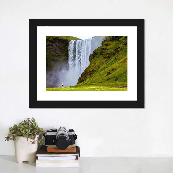 Grand Waterfall Iceland Canvas Wall Art-1 Piece-Framed Print-20" x 16"-Tiaracle