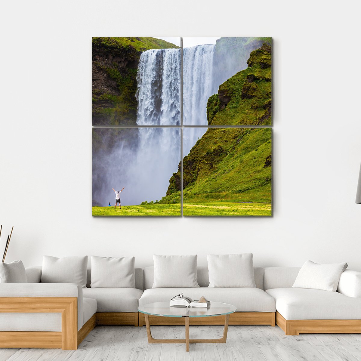 Grand Waterfall Iceland Canvas Wall Art-4 Square-Gallery Wrap-17" x 17"-Tiaracle