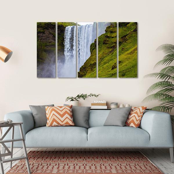 Grand Waterfall Iceland Canvas Wall Art-5 Horizontal-Gallery Wrap-22" x 12"-Tiaracle
