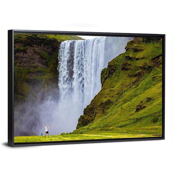 Grand Waterfall Iceland Canvas Wall Art-3 Horizontal-Gallery Wrap-25" x 16"-Tiaracle