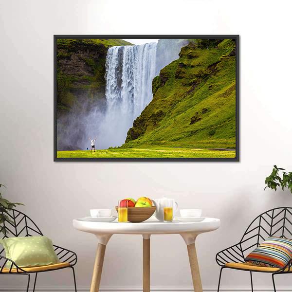 Grand Waterfall Iceland Canvas Wall Art-3 Horizontal-Gallery Wrap-25" x 16"-Tiaracle