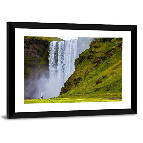 Grand Waterfall Iceland Canvas Wall Art-3 Horizontal-Gallery Wrap-25" x 16"-Tiaracle