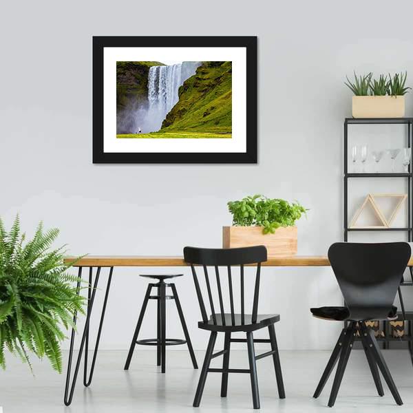 Grand Waterfall Iceland Canvas Wall Art-3 Horizontal-Gallery Wrap-25" x 16"-Tiaracle