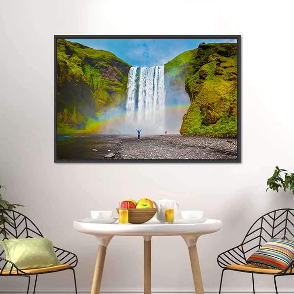Grand Waterfall In Iceland Canvas Wall Art-3 Horizontal-Gallery Wrap-25" x 16"-Tiaracle