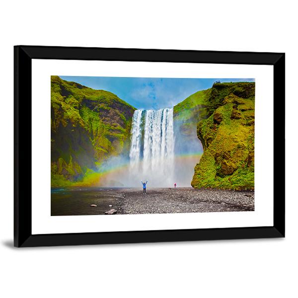 Grand Waterfall In Iceland Canvas Wall Art-3 Horizontal-Gallery Wrap-25" x 16"-Tiaracle