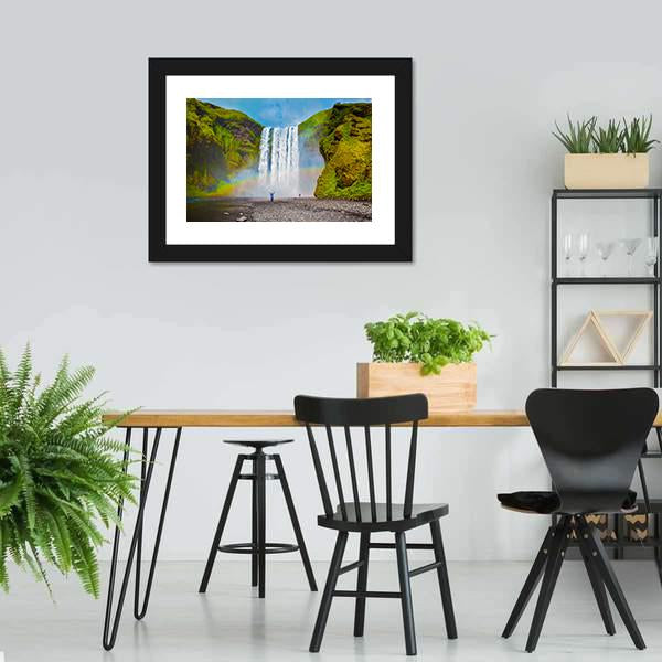 Grand Waterfall In Iceland Canvas Wall Art-3 Horizontal-Gallery Wrap-25" x 16"-Tiaracle