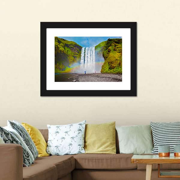 Grand Waterfall In Iceland Canvas Wall Art-3 Horizontal-Gallery Wrap-25" x 16"-Tiaracle
