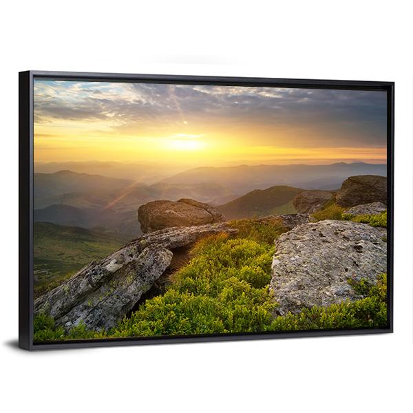 Grass On Mountain Hill Canvas Wall Art-3 Horizontal-Gallery Wrap-25" x 16"-Tiaracle