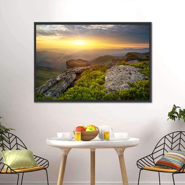 Grass On Mountain Hill Canvas Wall Art-3 Horizontal-Gallery Wrap-25" x 16"-Tiaracle