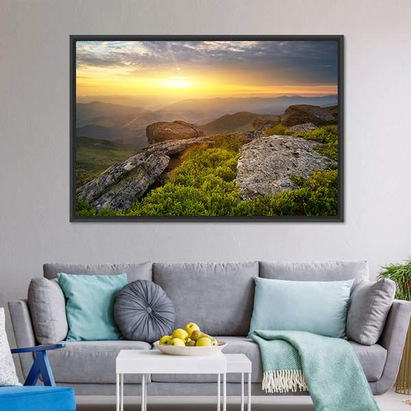 Grass On Mountain Hill Canvas Wall Art-3 Horizontal-Gallery Wrap-25" x 16"-Tiaracle