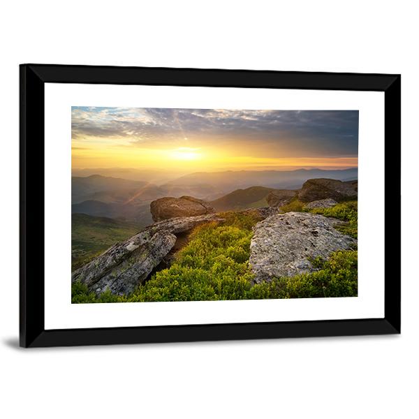 Grass On Mountain Hill Canvas Wall Art-3 Horizontal-Gallery Wrap-25" x 16"-Tiaracle