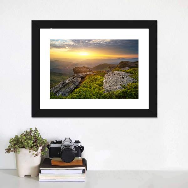Grass On Mountain Hill Canvas Wall Art-1 Piece-Framed Print-20" x 16"-Tiaracle