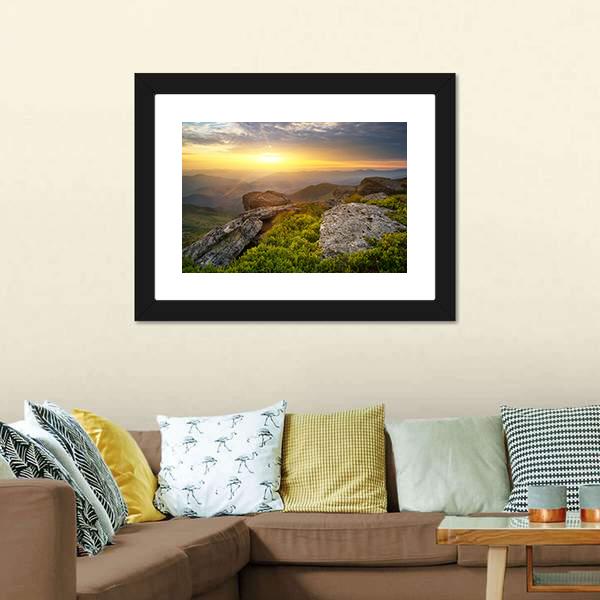 Grass On Mountain Hill Canvas Wall Art-3 Horizontal-Gallery Wrap-25" x 16"-Tiaracle
