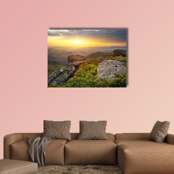 Grass On Mountain Hill Canvas Wall Art-1 Piece-Gallery Wrap-48" x 32"-Tiaracle