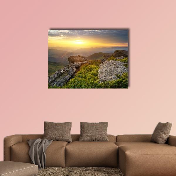Grass On Mountain Hill Canvas Wall Art-5 Pop-Gallery Wrap-47" x 32"-Tiaracle