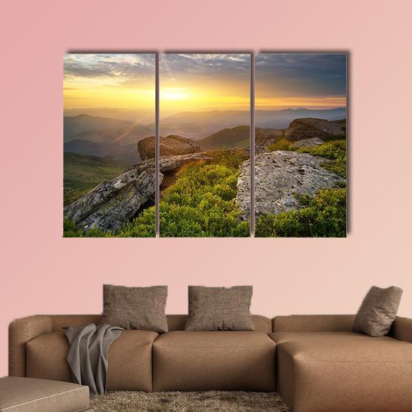 Grass On Mountain Hill Canvas Wall Art-3 Horizontal-Gallery Wrap-37" x 24"-Tiaracle
