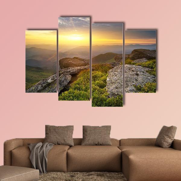 Grass On Mountain Hill Canvas Wall Art-4 Pop-Gallery Wrap-50" x 32"-Tiaracle