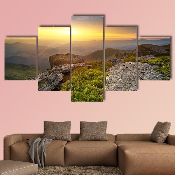 Grass On Mountain Hill Canvas Wall Art-5 Star-Gallery Wrap-62" x 32"-Tiaracle