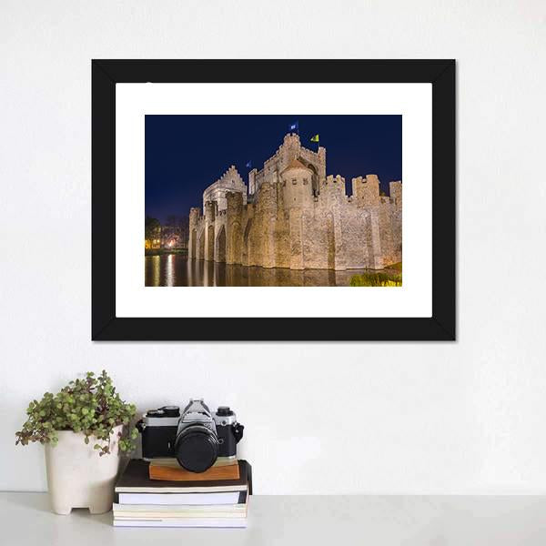 Gravensteen Castle Belgium Canvas Wall Art-1 Piece-Framed Print-20" x 16"-Tiaracle
