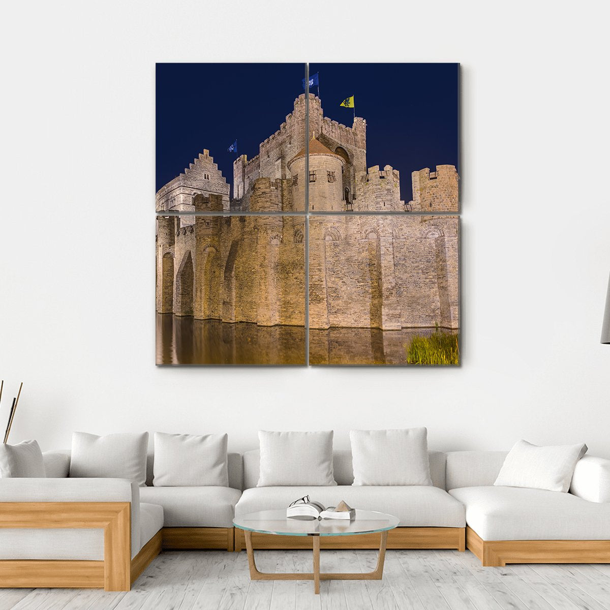 Gravensteen Castle Belgium Canvas Wall Art-4 Square-Gallery Wrap-17" x 17"-Tiaracle