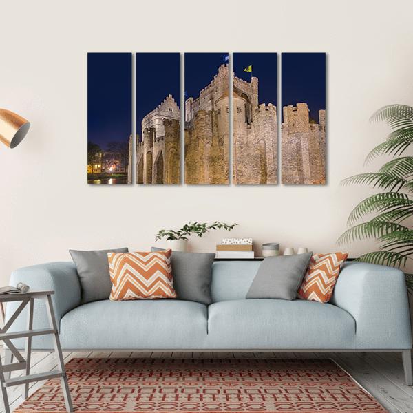 Gravensteen Castle Belgium Canvas Wall Art-5 Horizontal-Gallery Wrap-22" x 12"-Tiaracle