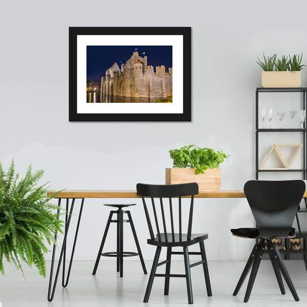Gravensteen Castle Belgium Canvas Wall Art-5 Horizontal-Gallery Wrap-22" x 12"-Tiaracle