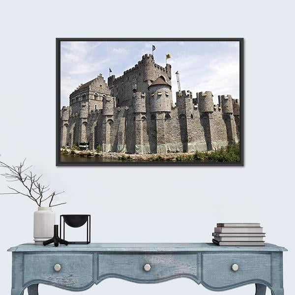 Gravensteen Castle Ghent Canvas Wall Art-1 Piece-Framed Print-20" x 16"-Tiaracle