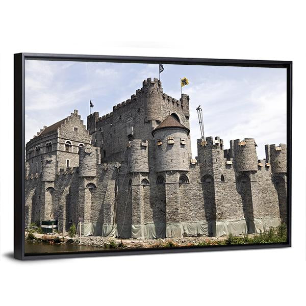 Gravensteen Castle Ghent Canvas Wall Art-3 Horizontal-Gallery Wrap-25" x 16"-Tiaracle