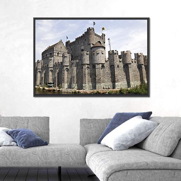 Gravensteen Castle Ghent Canvas Wall Art-3 Horizontal-Gallery Wrap-25" x 16"-Tiaracle