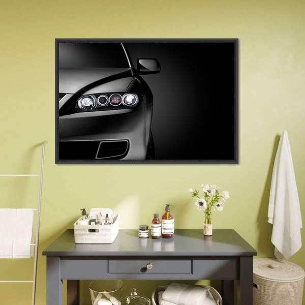 Gray Modern Car Closeup Canvas Wall Art-1 Piece-Floating Frame-24" x 16"-Tiaracle
