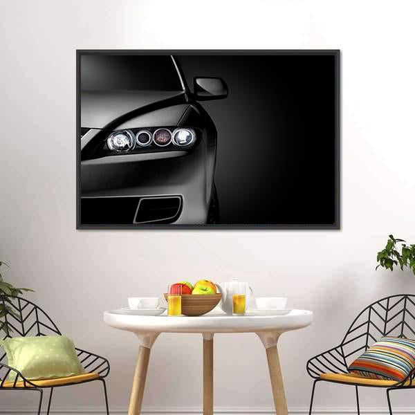 Gray Modern Car Closeup Canvas Wall Art-3 Horizontal-Gallery Wrap-25" x 16"-Tiaracle
