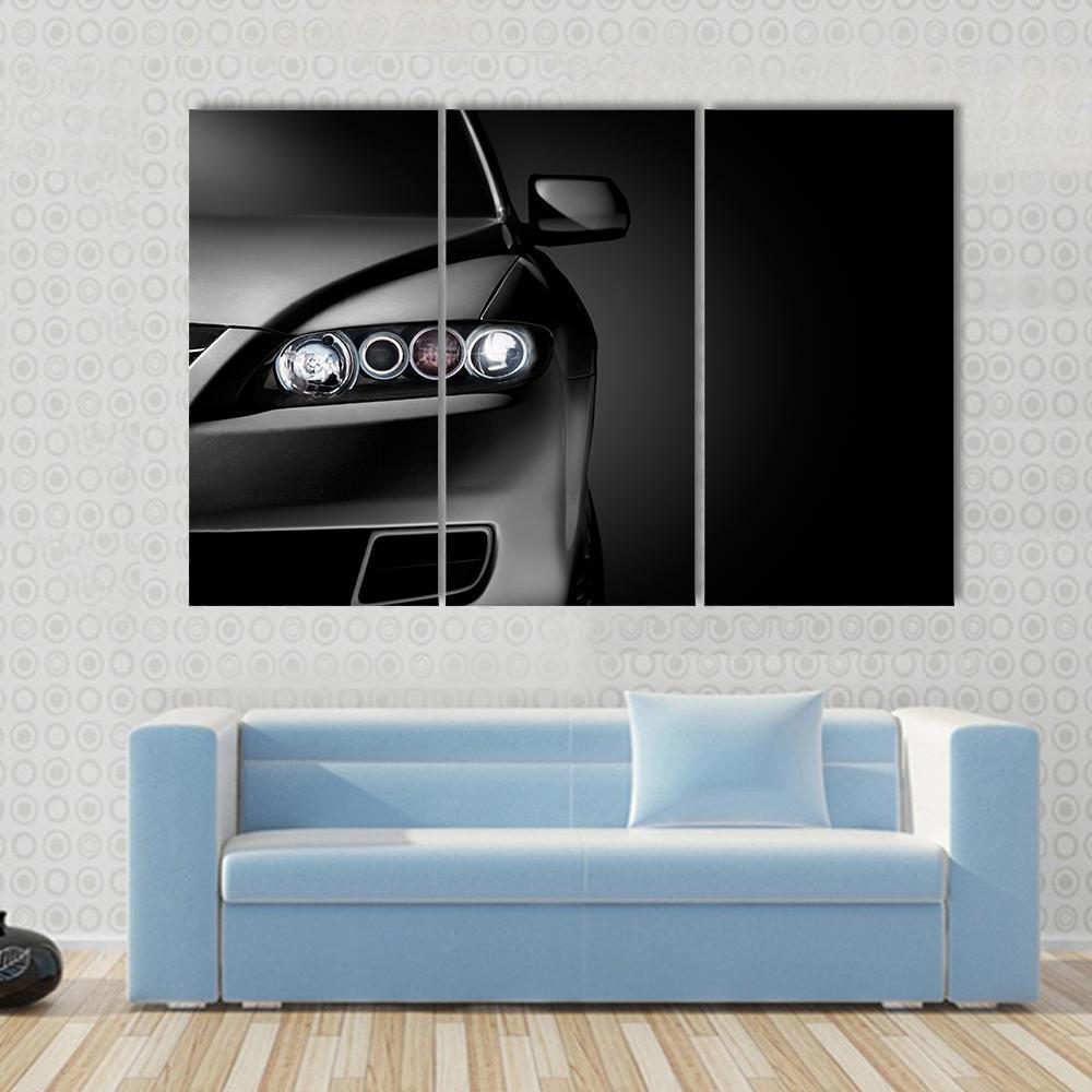 Gray Modern Car Closeup Canvas Wall Art-3 Horizontal-Gallery Wrap-37" x 24"-Tiaracle
