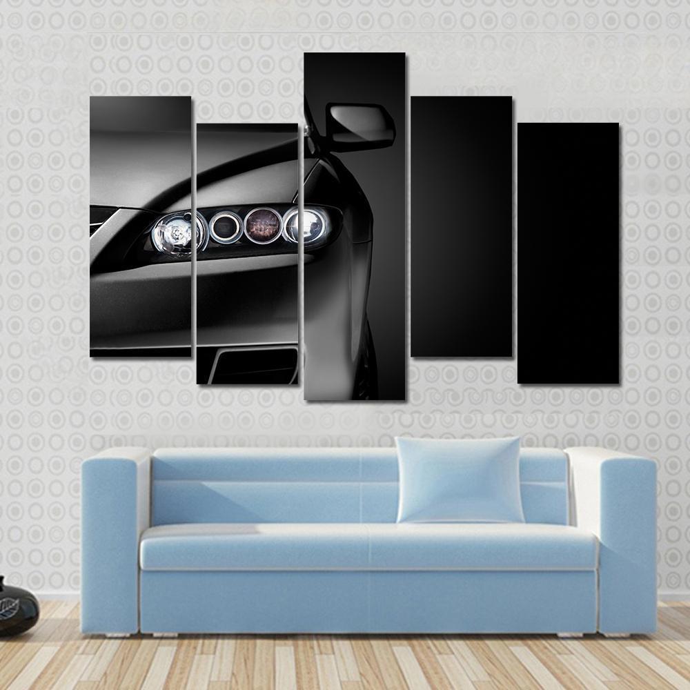 Gray Modern Car Closeup Canvas Wall Art-5 Pop-Gallery Wrap-47" x 32"-Tiaracle
