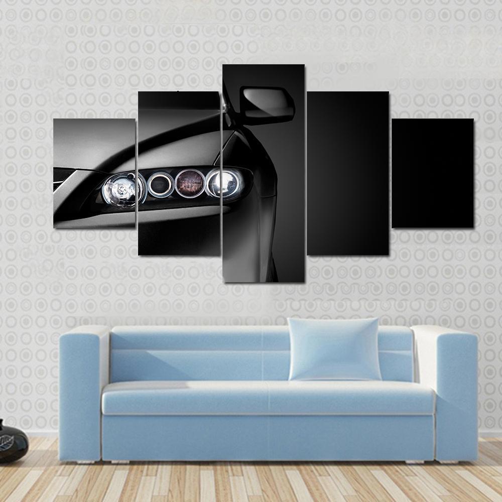 Gray Modern Car Closeup Canvas Wall Art-5 Star-Gallery Wrap-62" x 32"-Tiaracle