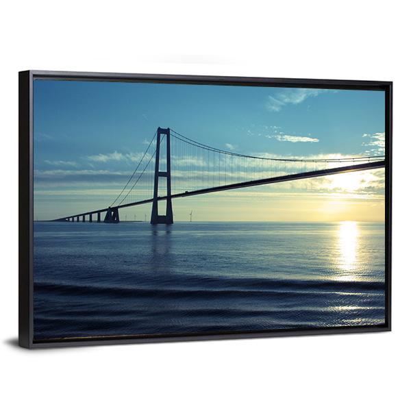 Great Belt Suspension Bridge Canvas Wall Art-3 Horizontal-Gallery Wrap-25" x 16"-Tiaracle