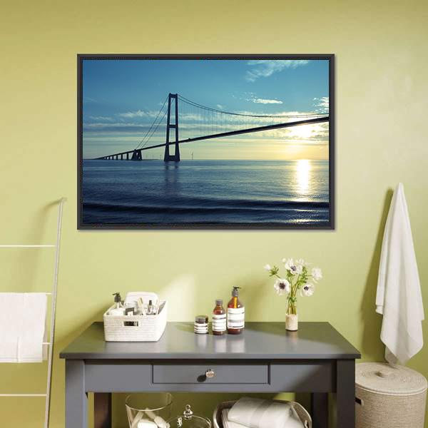 Great Belt Suspension Bridge Canvas Wall Art-1 Piece-Floating Frame-24" x 16"-Tiaracle