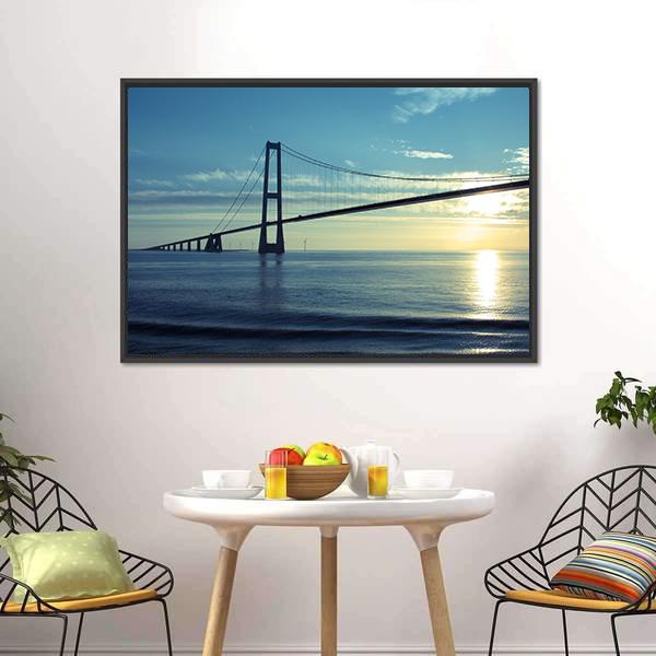 Great Belt Suspension Bridge Canvas Wall Art-3 Horizontal-Gallery Wrap-25" x 16"-Tiaracle