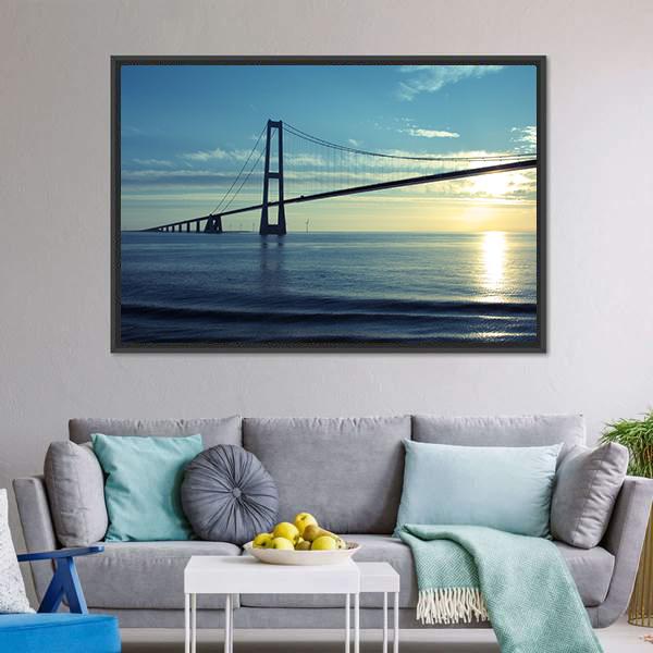 Great Belt Suspension Bridge Canvas Wall Art-3 Horizontal-Gallery Wrap-25" x 16"-Tiaracle