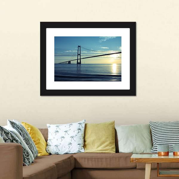 Great Belt Suspension Bridge Canvas Wall Art-3 Horizontal-Gallery Wrap-25" x 16"-Tiaracle