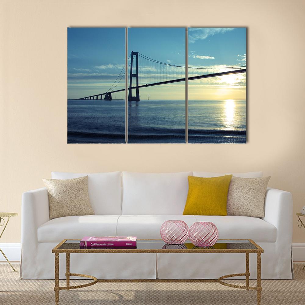 Great Belt Suspension Bridge Canvas Wall Art-4 Pop-Gallery Wrap-50" x 32"-Tiaracle