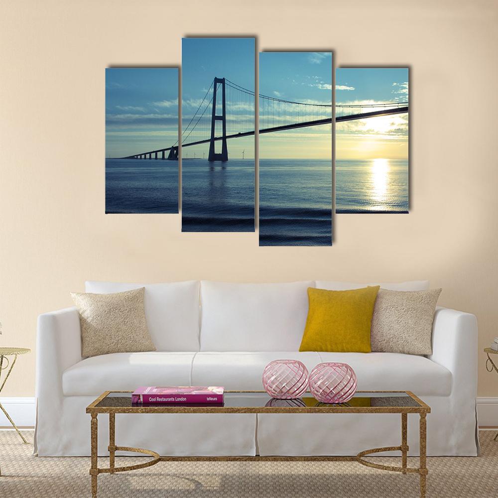 Great Belt Suspension Bridge Canvas Wall Art-4 Pop-Gallery Wrap-50" x 32"-Tiaracle
