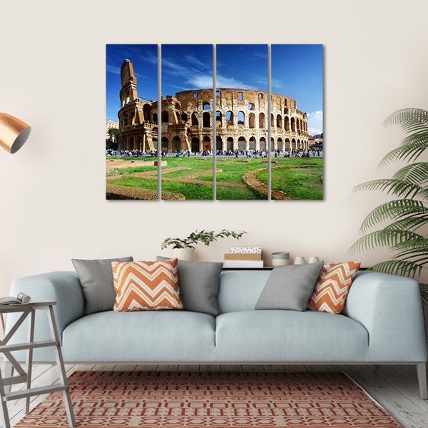 Colosseum In Rome Italy Canvas Wall Art-4 Horizontal-Gallery Wrap-34" x 24"-Tiaracle