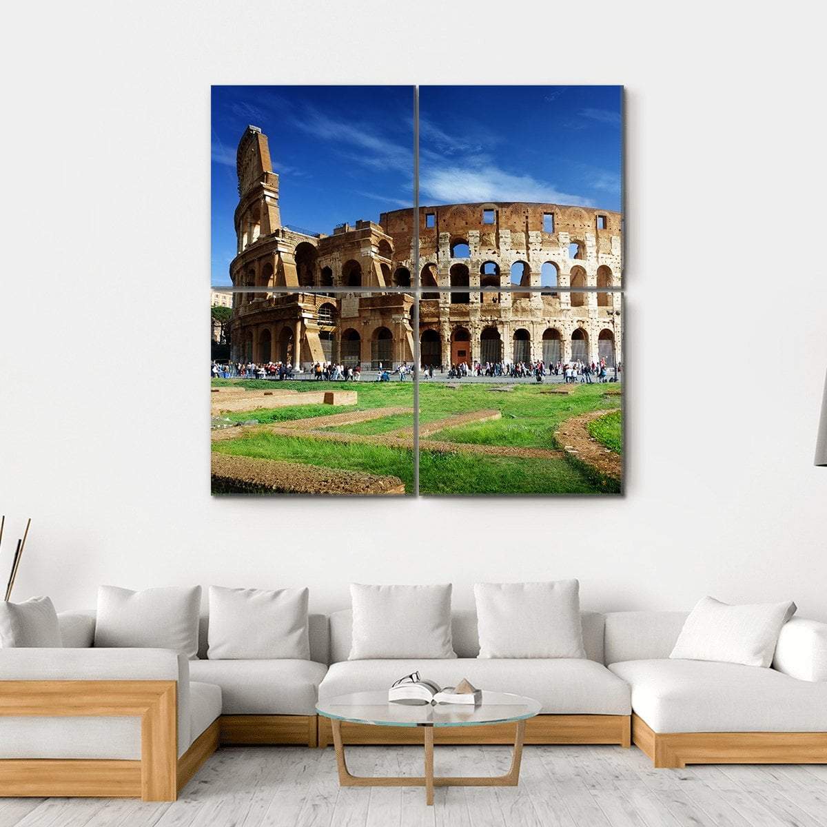 Colosseum In Rome Italy Canvas Wall Art-4 Square-Gallery Wrap-17" x 17"-Tiaracle