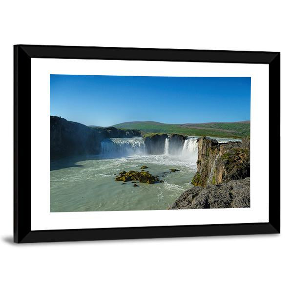 Great Godafoss Waterfalls Canvas Wall Art-5 Horizontal-Gallery Wrap-22" x 12"-Tiaracle