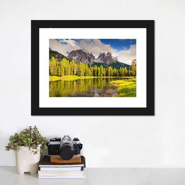 Great Lake Antorno Canvas Wall Art-1 Piece-Framed Print-20" x 16"-Tiaracle