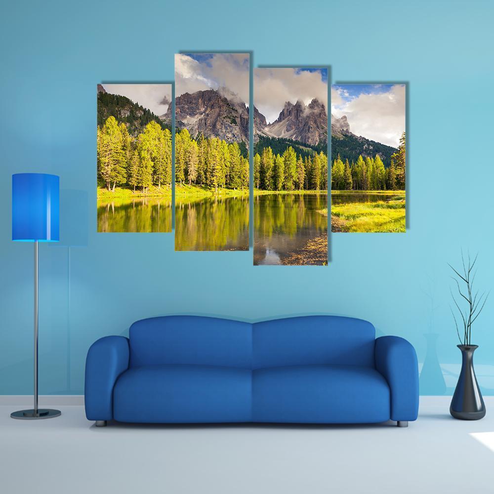 Great Lake Antorno Canvas Wall Art-4 Pop-Gallery Wrap-50" x 32"-Tiaracle