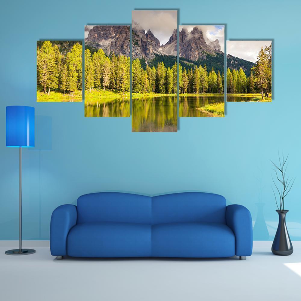 Great Lake Antorno Canvas Wall Art-5 Star-Gallery Wrap-62" x 32"-Tiaracle