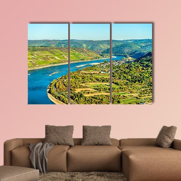 Rhine At Boppard Germany Canvas Wall Art-3 Horizontal-Gallery Wrap-25" x 16"-Tiaracle